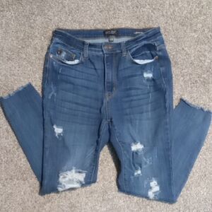 Judy Blue Distressed Blue High Waist Skinny Fit Jeans